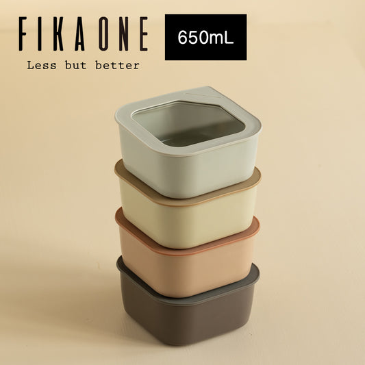 FIKAONE陶磁器製食品保存容器 650ml 四角タイプ