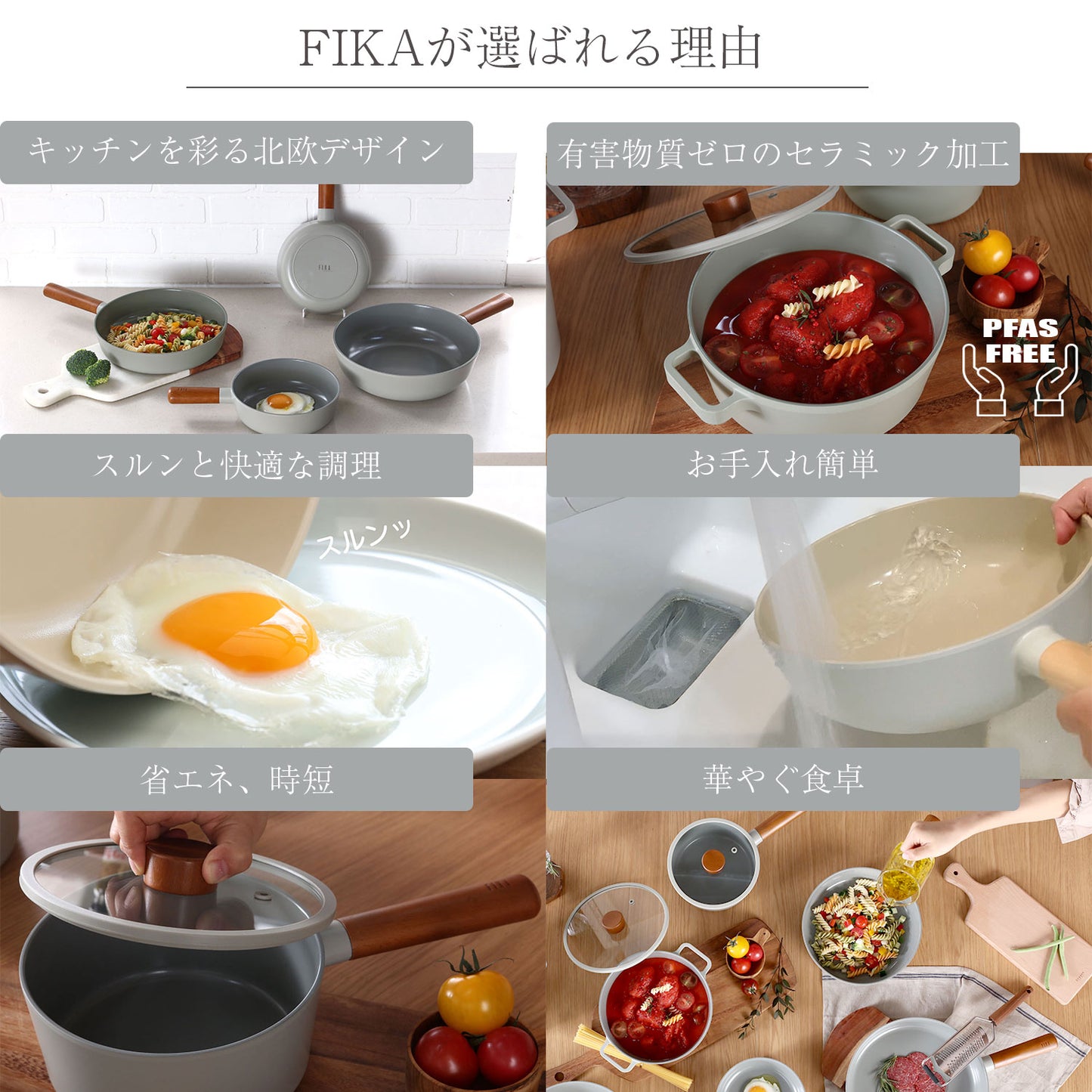 FIKA セラミック キャセロール22cm(両手鍋) ミッドナイトグリーン