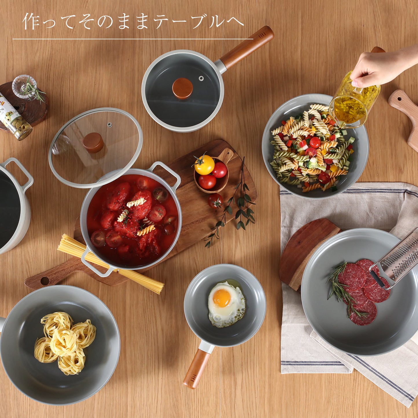 FIKA セラミック キャセロール22cm(両手鍋) ミッドナイトグリーン