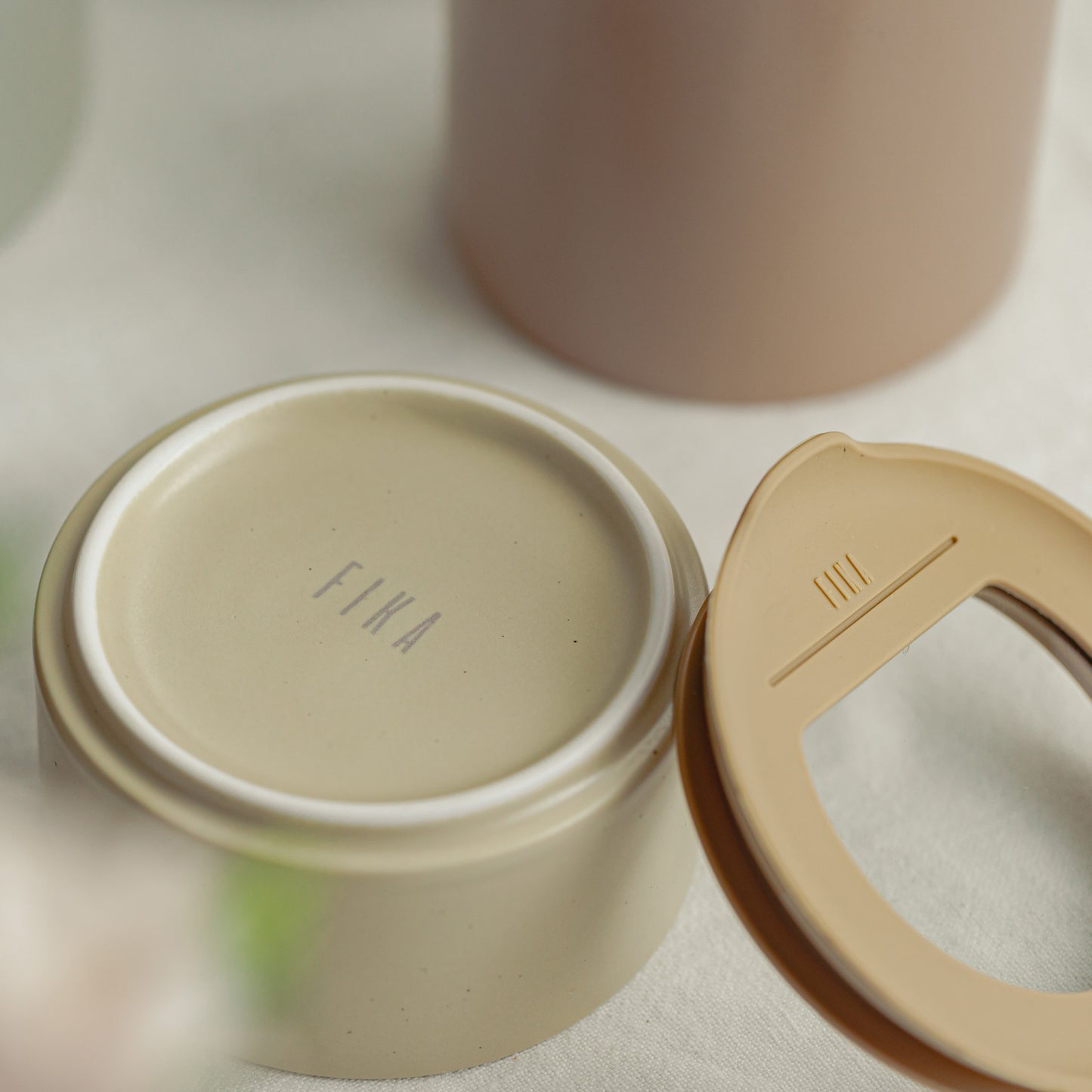 FIKAONE陶磁器製食品保存容器 サンドベージュ4点セット