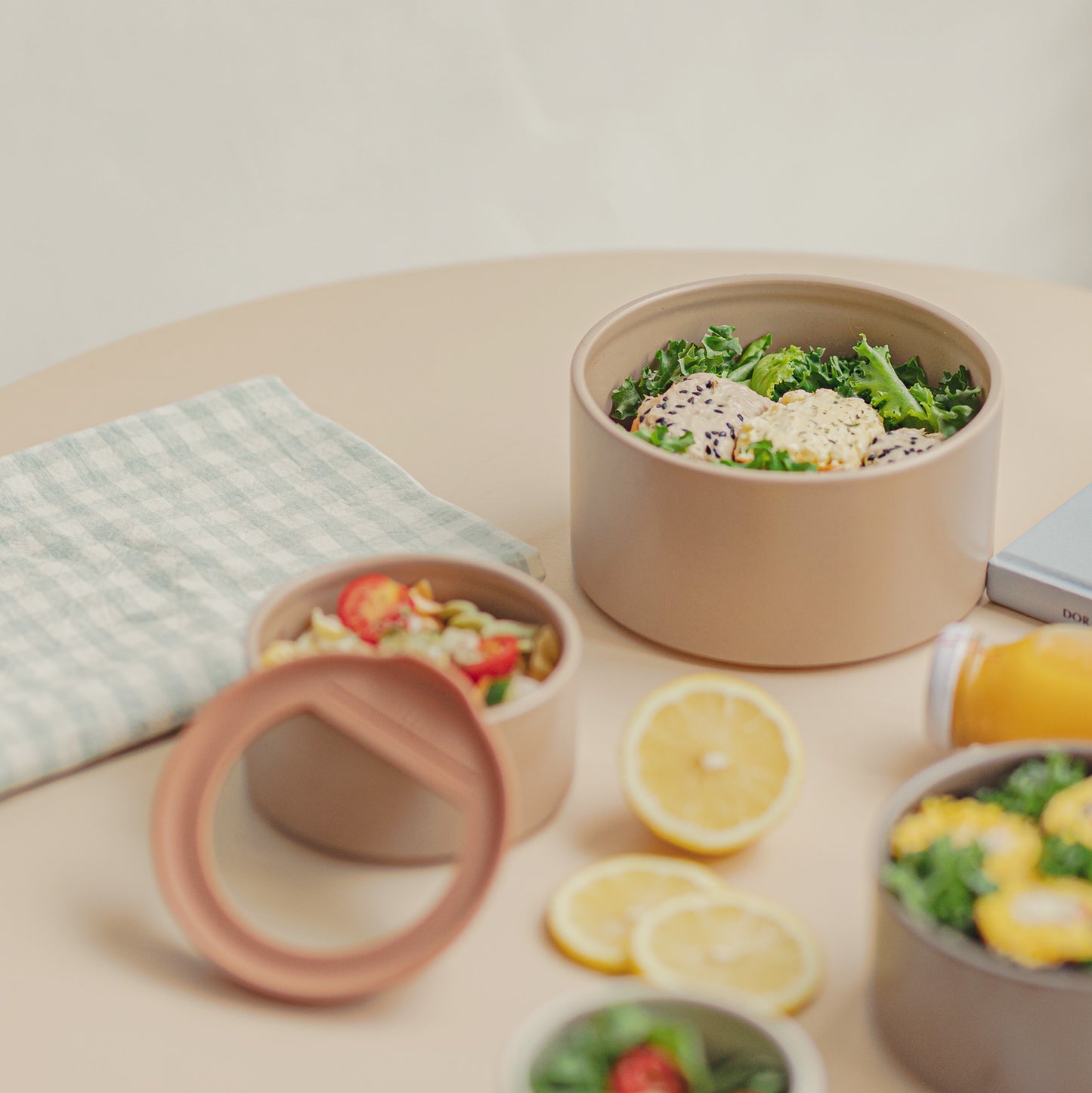 FIKAONE陶磁器製食品保存容器 ローズピンク4点セット