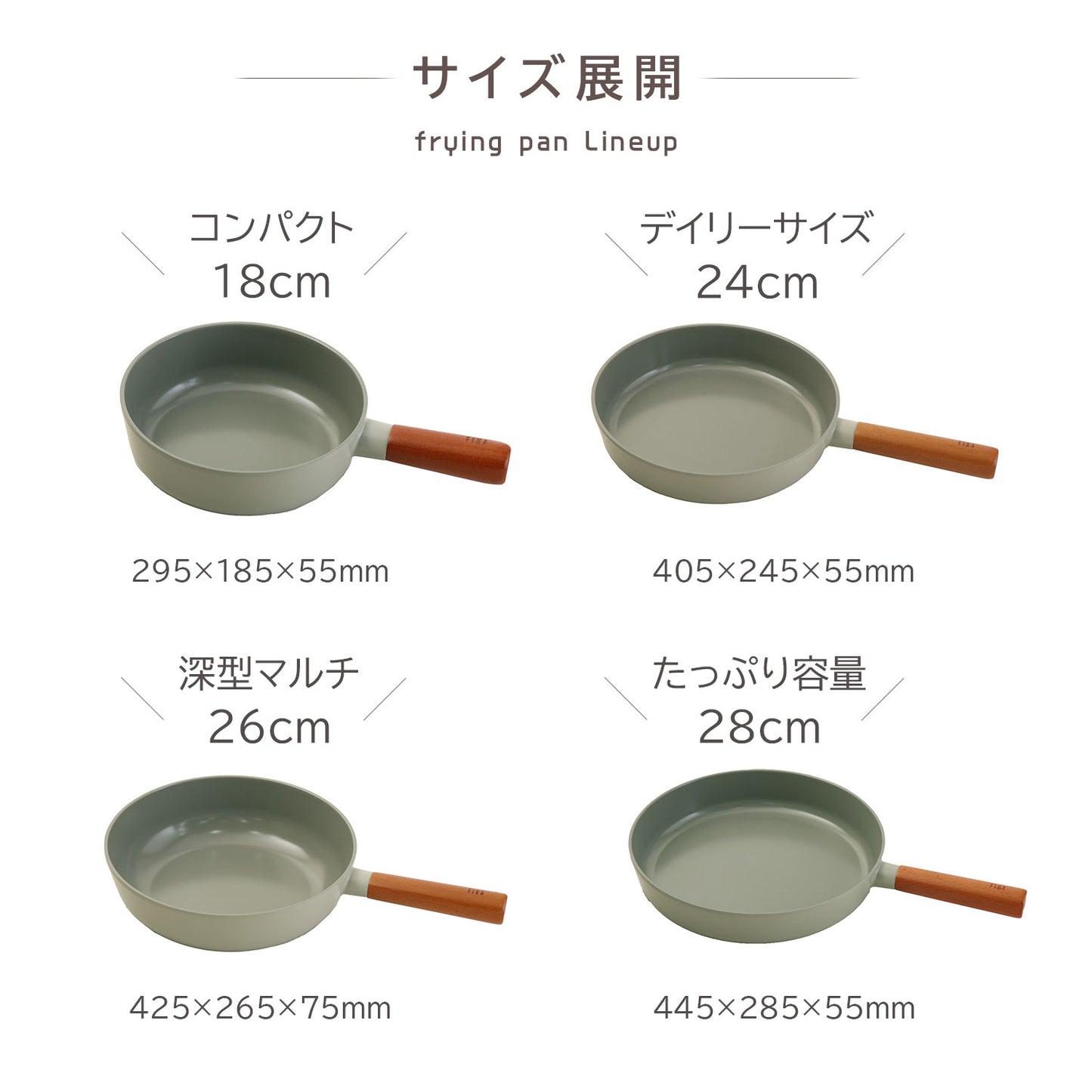 FIKA セラミックフライパン 18cm 24cm 26cm 28cm ミッドナイトグリーン