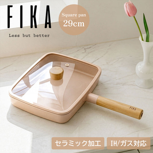 FIKA セラミックスクエアフライパン29cm ピーチピンク