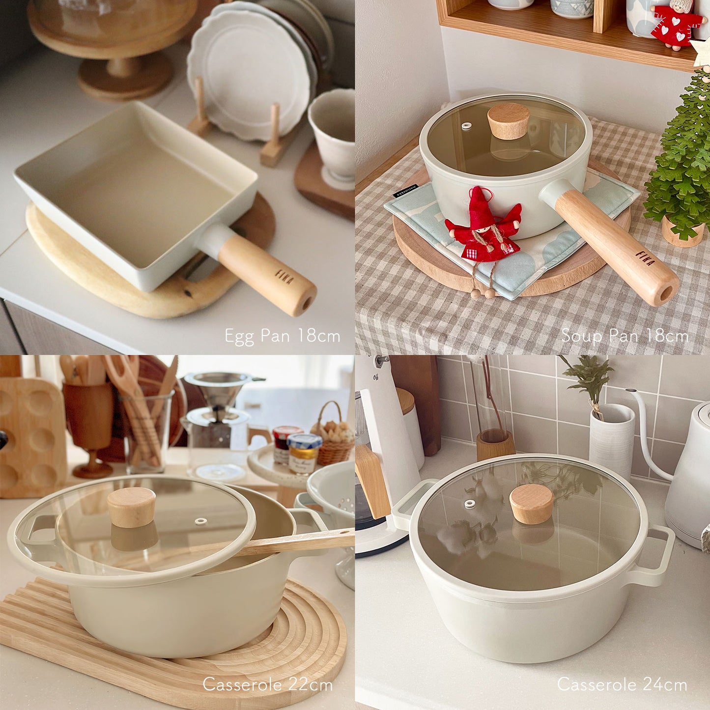 FIKA11点セット （セラミックフライパン・両手鍋・卵焼き器・片手鍋）