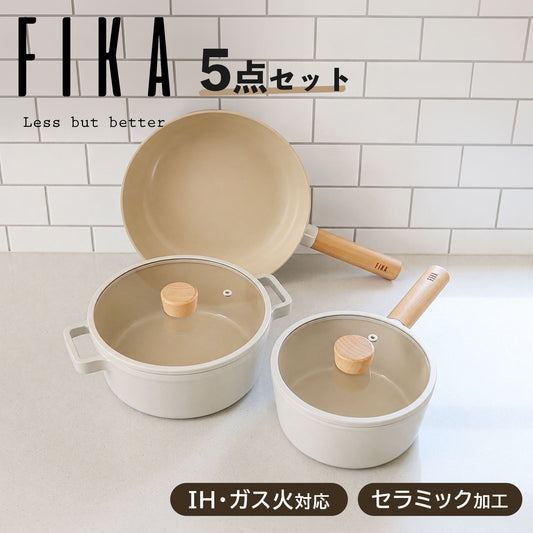 FIKA5点セット（セラミックフライパン・両手鍋・片手鍋）