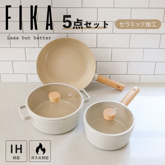 FIKA5点セット（セラミックフライパン・両手鍋・片手鍋）