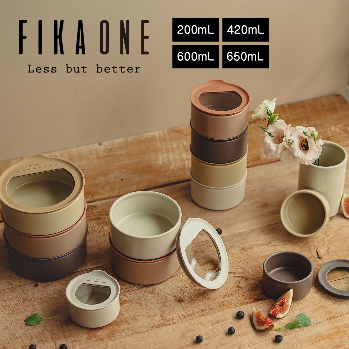 FIKAONE 陶磁器製食品保存容器 丸型タイプ