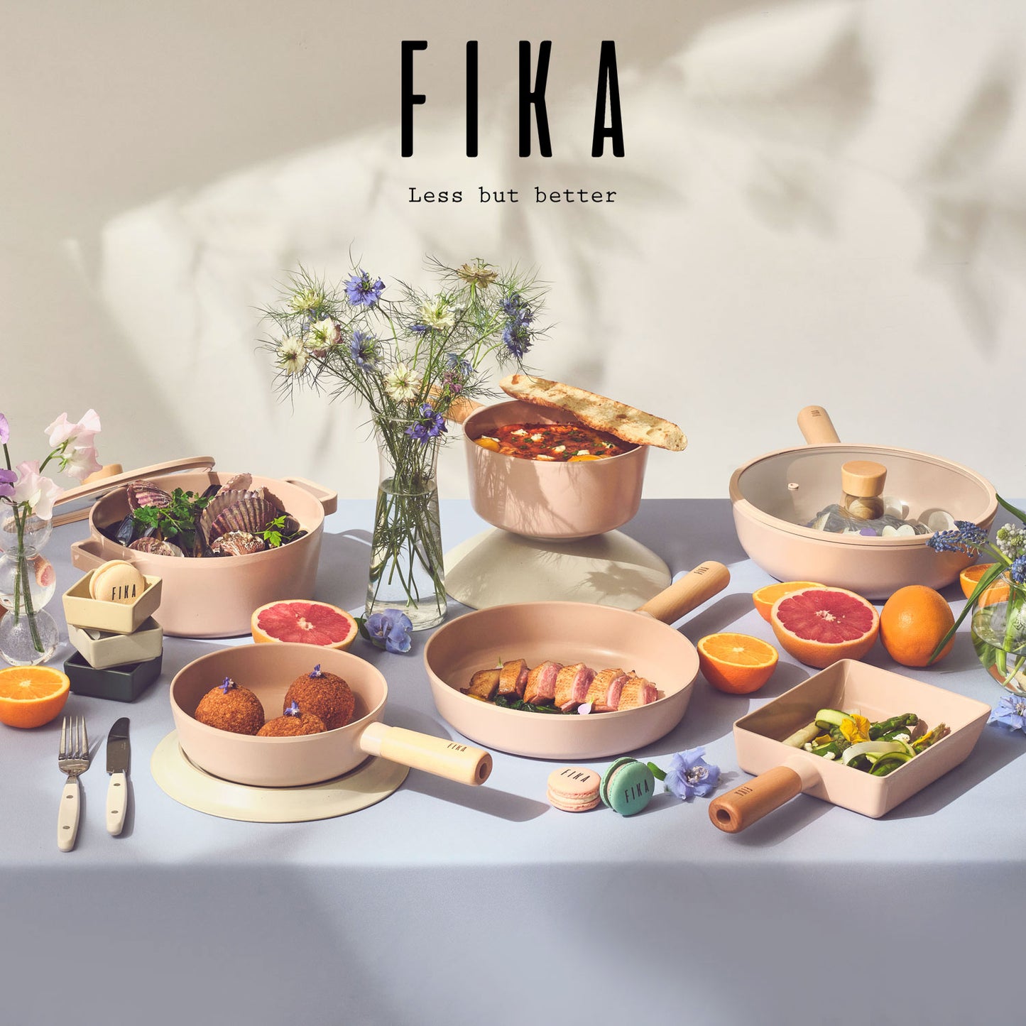 FIKA セラミックスクエアフライパン29cm ピーチピンク