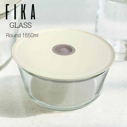 FIKAGLASS耐熱ガラス食品保存用容器 丸型1550ml単品